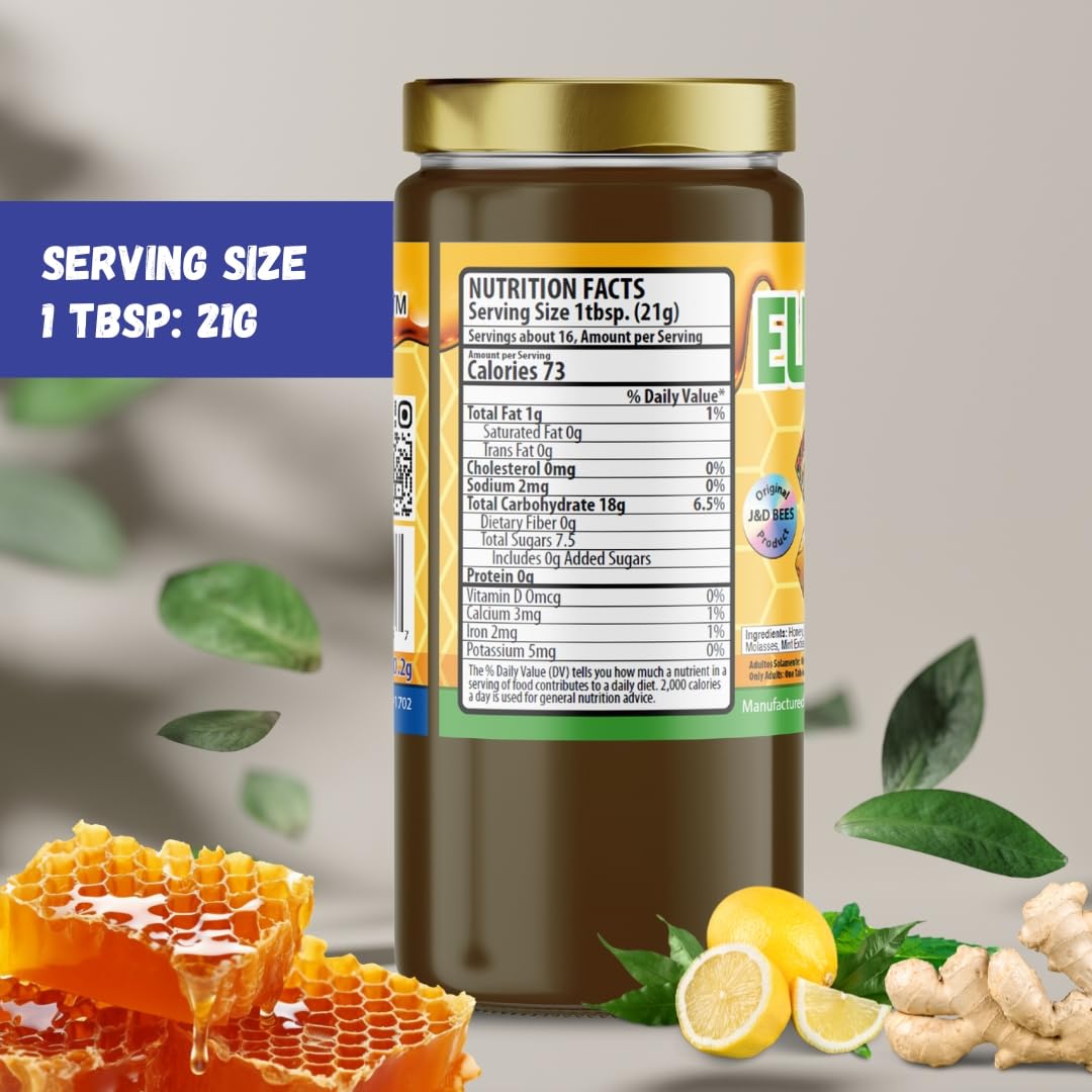EUCABRONCOSOL PLUS – Honey Syrup with Lemon, Ginger, Mint, Saffron, Elderberry & Eucalyptus Extracts | Refreshing Syrup with Natural Ingredients, 12oz