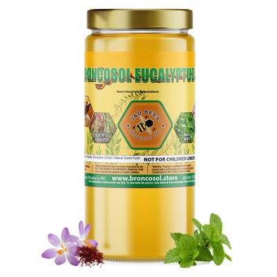 BRONCOSOL EUCALYPTUS - honey with Zaffron, Eucalyptus, Mint and more Extracts, Supports Clear Breathing & Refreshing Relief, 12oz