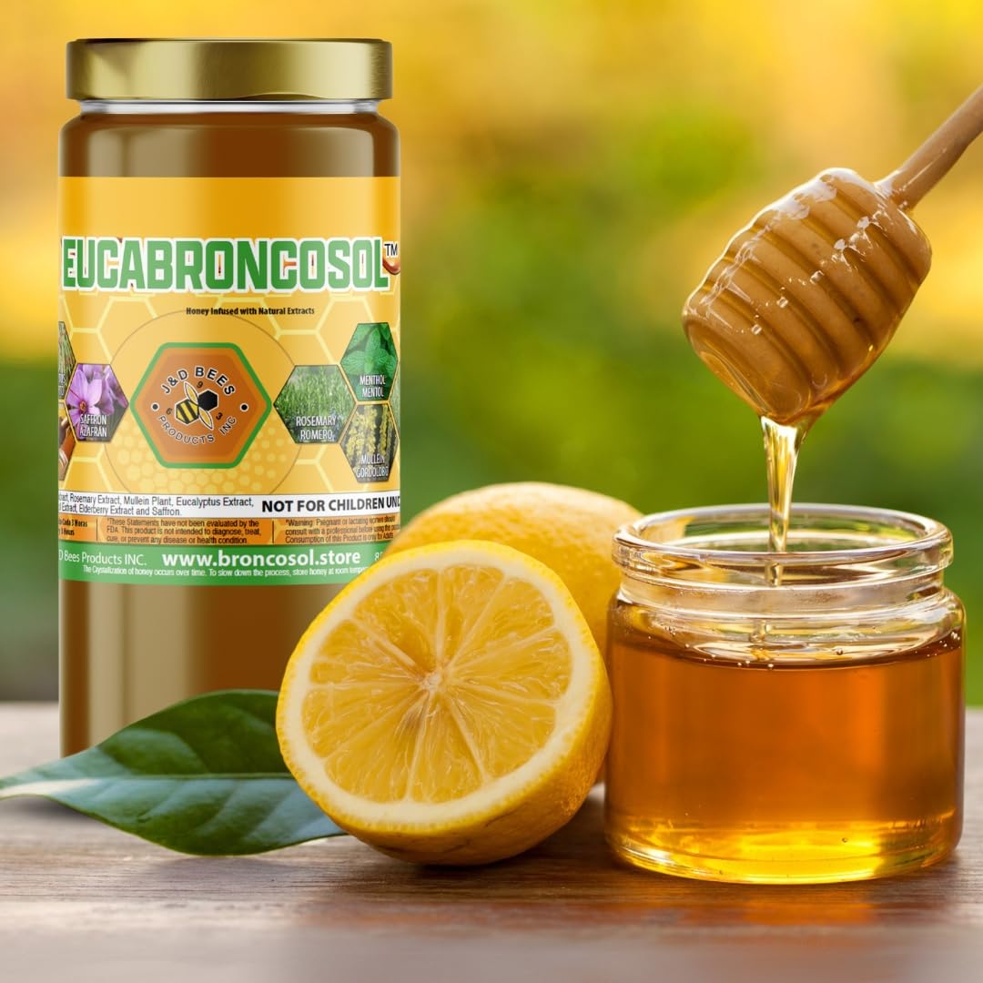 EUCABRONCOSOL – Honey Syrup with Thyme, Eucalyptus, Mint & Natural Extracts | Soothing Herbal Syrup with Elderberry & Saffron, 12oz